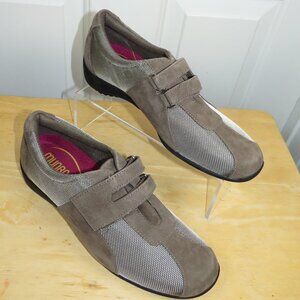 MUNRO Joliet II Earth Brown Suede Leather Fabric Comfort Shoe Hook Loop Size 7M